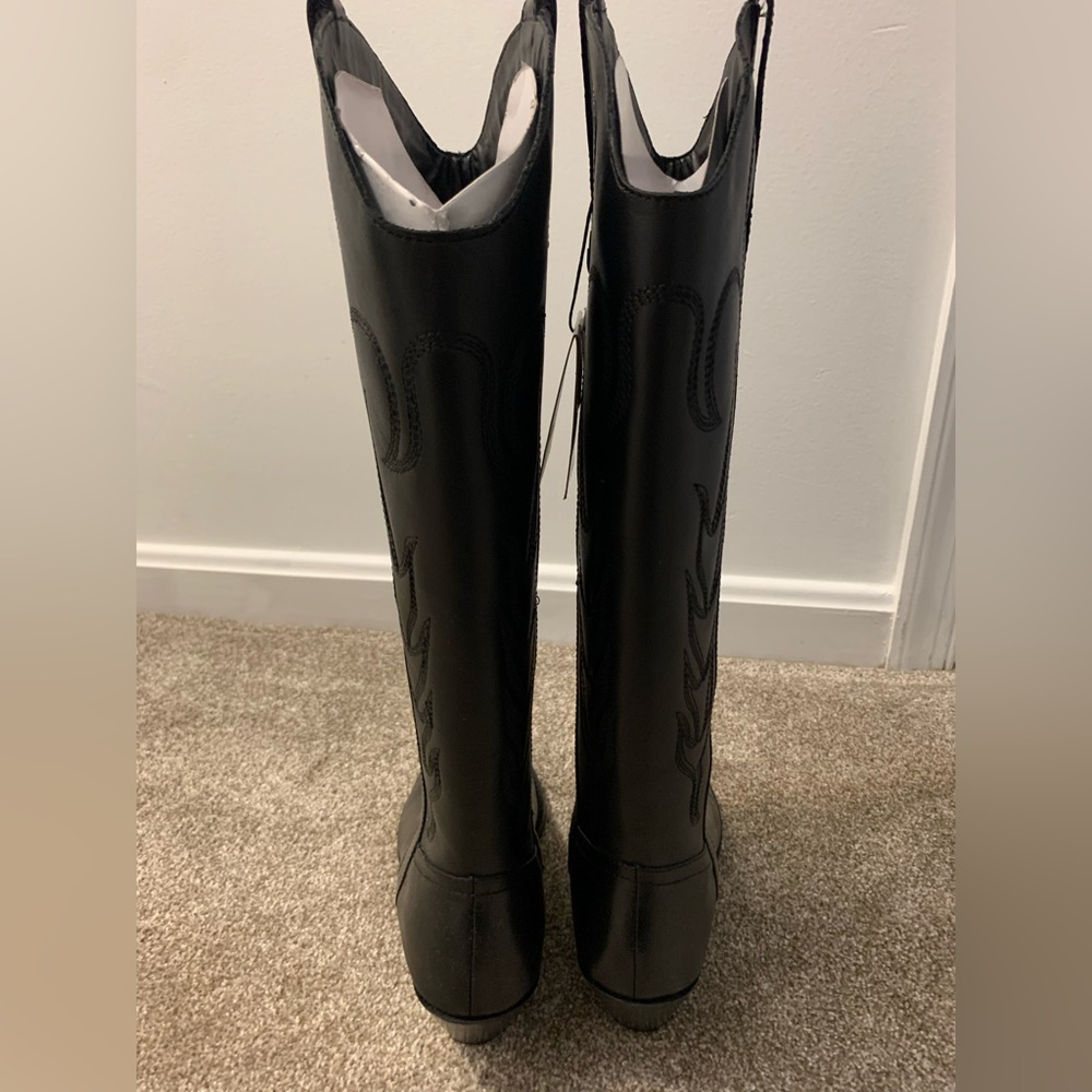 NEW Zara Sold Out Knee High Embroidered Leather Cowboy Boots (Size 8) - Picture 5 of 7